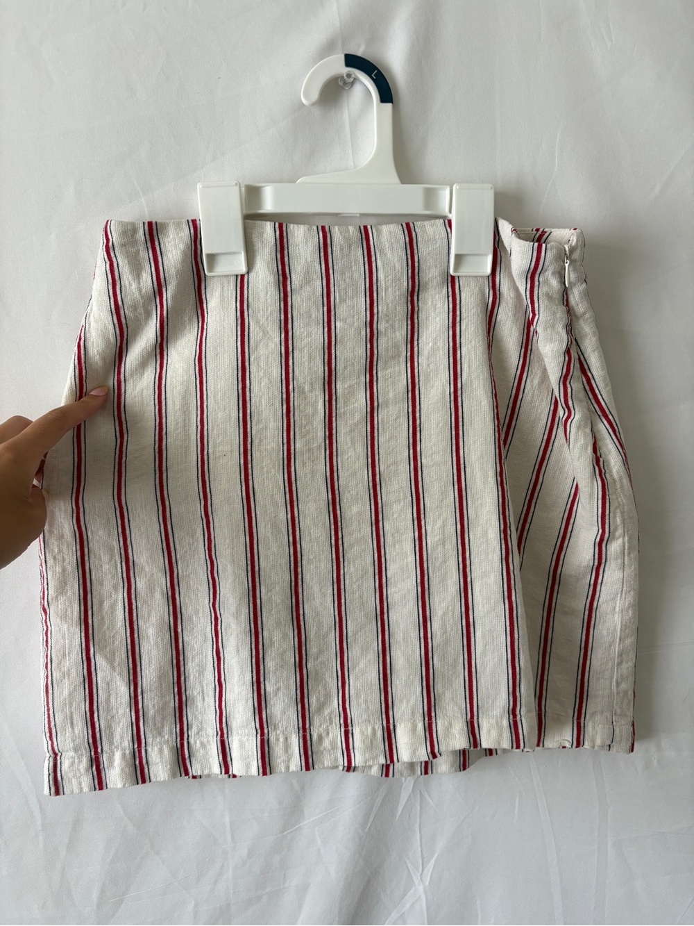 Forever 21 White Mini Skirt with Red Stripes